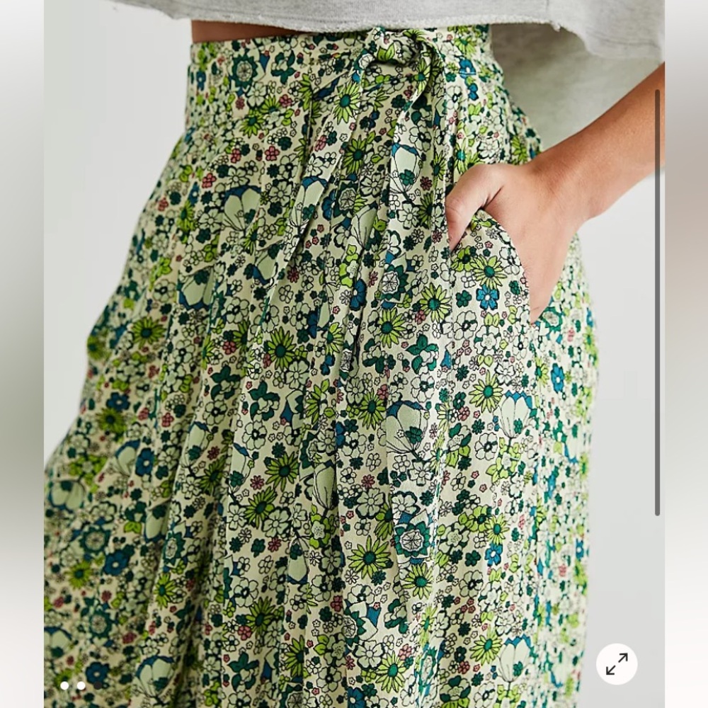 Scotch & Soda x Free People Skirt Women's Green Floral Wrap Midi Small